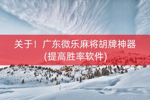关于！广东微乐麻将胡牌神器(提高胜率软件)