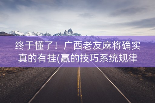 终于懂了！广西老友麻将确实真的有挂(赢的技巧系统规律)