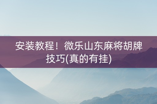 安装教程！微乐山东麻将胡牌技巧(真的有挂)