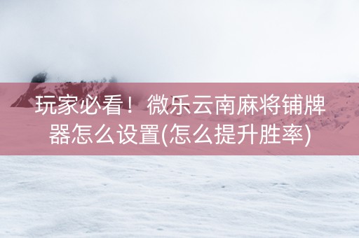 玩家必看！微乐云南麻将铺牌器怎么设置(怎么提升胜率)