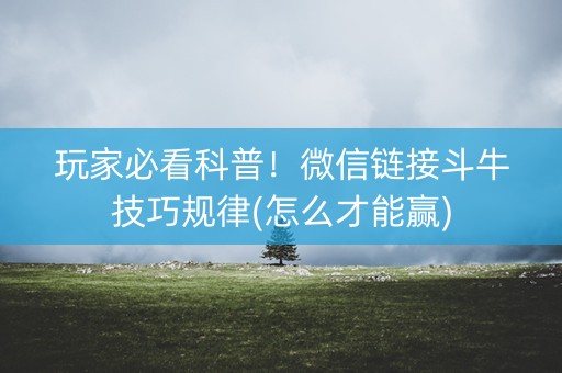 玩家必看科普！微信链接斗牛技巧规律(怎么才能赢)