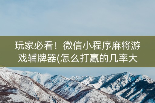 玩家必看！微信小程序麻将游戏辅牌器(怎么打赢的几率大)