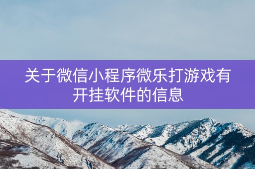 关于微信小程序微乐打游戏有开挂软件的信息