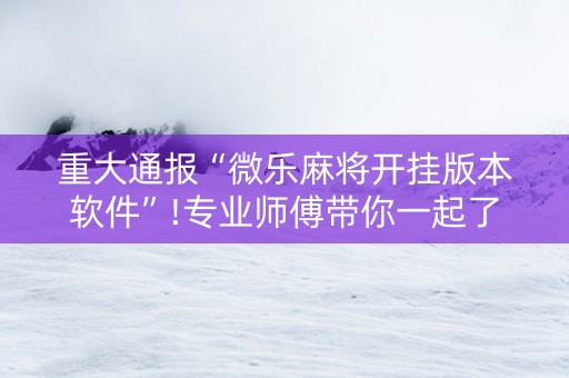 重大通报“微乐麻将开挂版本软件”!专业师傅带你一起了解（详细教程）-知乎