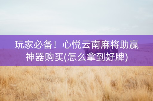 玩家必备！心悦云南麻将助赢神器购买(怎么拿到好牌)
