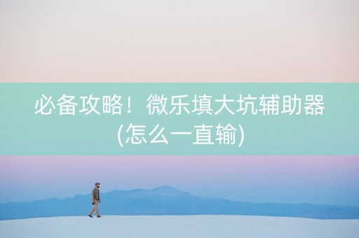 必备攻略！微乐填大坑辅助器(怎么一直输)