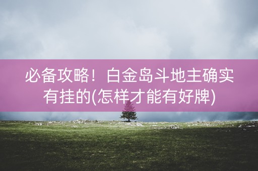 必备攻略！白金岛斗地主确实有挂的(怎样才能有好牌)