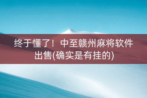 终于懂了！中至赣州麻将软件出售(确实是有挂的)