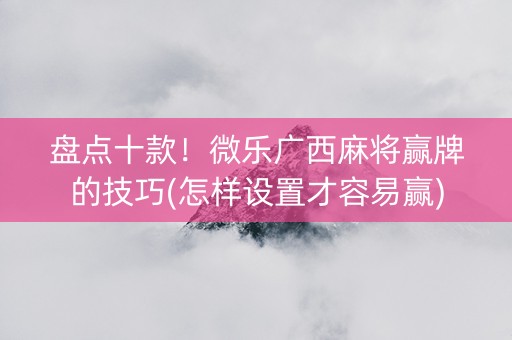 盘点十款！微乐广西麻将赢牌的技巧(怎样设置才容易赢)