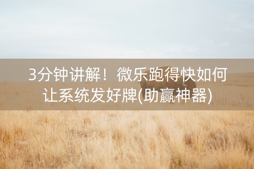 3分钟讲解！微乐跑得快如何让系统发好牌(助赢神器)