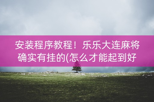 安装程序教程！乐乐大连麻将确实有挂的(怎么才能起到好牌)