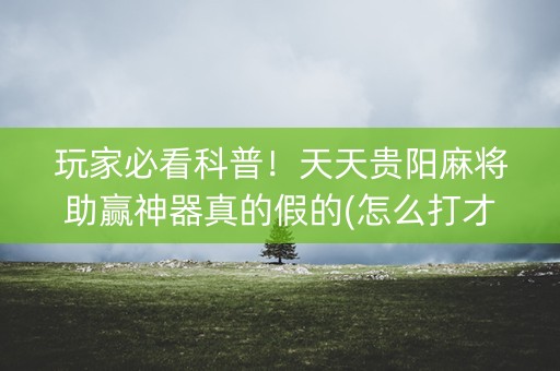 玩家必看科普！天天贵阳麻将助赢神器真的假的(怎么打才能赢)