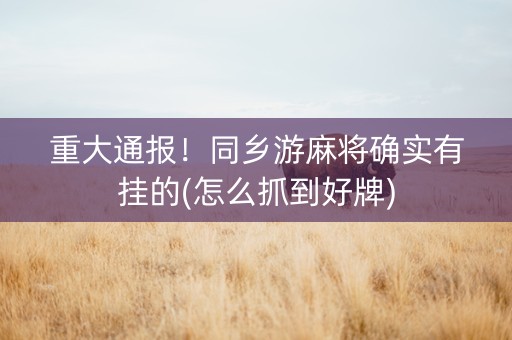 重大通报！同乡游麻将确实有挂的(怎么抓到好牌)
