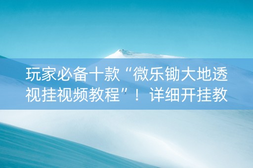 玩家必备十款“微乐锄大地透视挂视频教程”！详细开挂教程（确实真的有挂)-知乎
