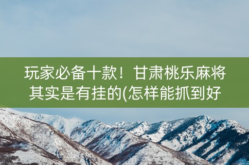 玩家必备十款！甘肃桃乐麻将其实是有挂的(怎样能抓到好牌)
