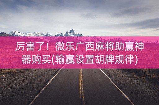 厉害了！微乐广西麻将助赢神器购买(输赢设置胡牌规律)