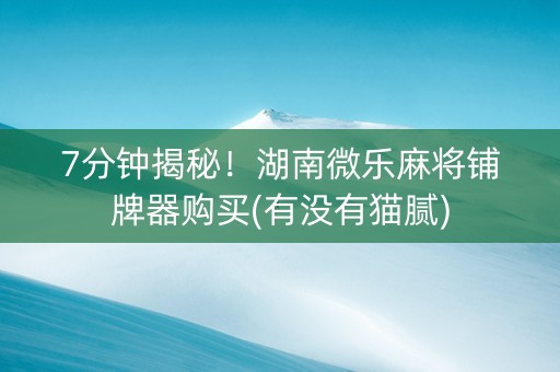 7分钟揭秘！湖南微乐麻将铺牌器购买(有没有猫腻)