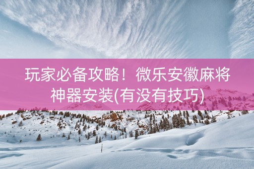 玩家必备攻略！微乐安徽麻将神器安装(有没有技巧)