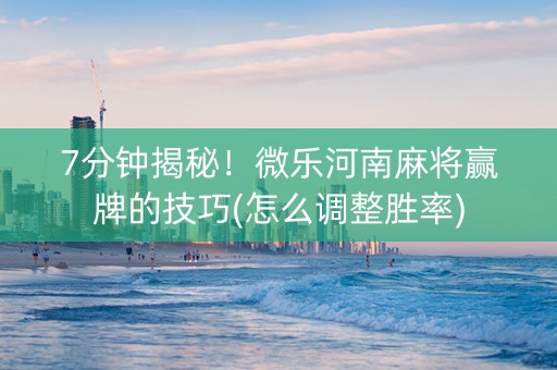 7分钟揭秘！微乐河南麻将赢牌的技巧(怎么调整胜率)