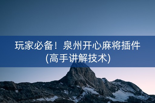 玩家必备！泉州开心麻将插件(高手讲解技术)