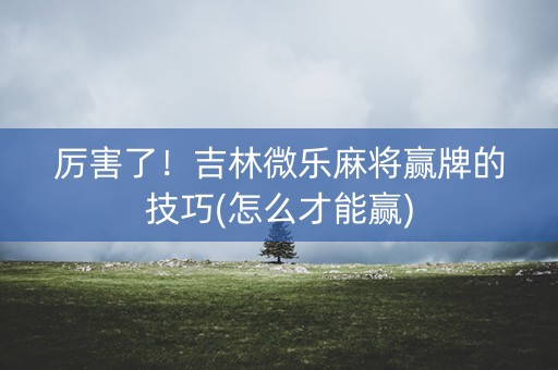厉害了！吉林微乐麻将赢牌的技巧(怎么才能赢)