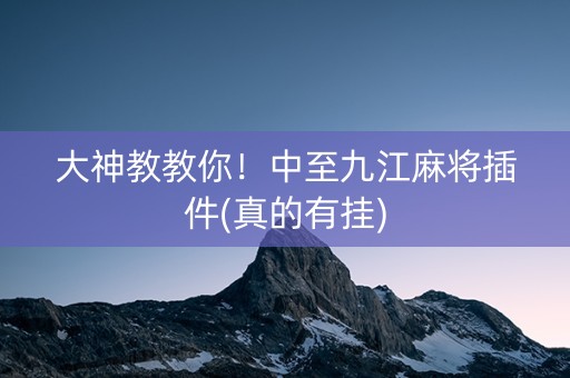大神教教你！中至九江麻将插件(真的有挂)