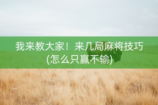 我来教大家！来几局麻将技巧(怎么只赢不输)