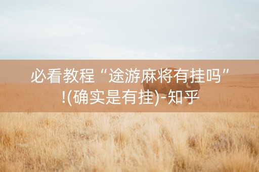 必看教程“途游麻将有挂吗”!(确实是有挂)-知乎