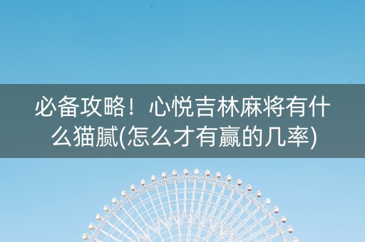 必备攻略！心悦吉林麻将有什么猫腻(怎么才有赢的几率)
