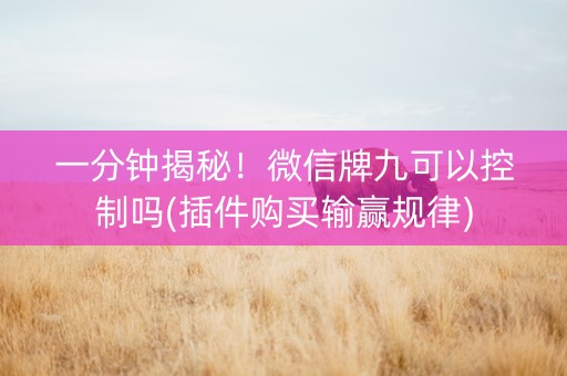 一分钟揭秘！微信牌九可以控制吗(插件购买输赢规律)
