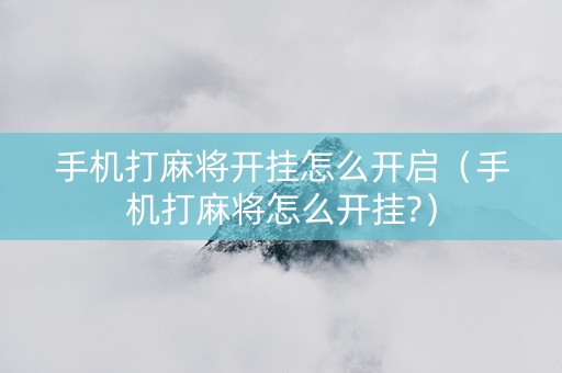 手机打麻将开挂怎么开启（手机打麻将怎么开挂?）
