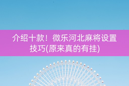 介绍十款！微乐河北麻将设置技巧(原来真的有挂)