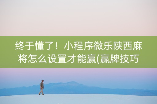 终于懂了！小程序微乐陕西麻将怎么设置才能赢(赢牌技巧插件安装)