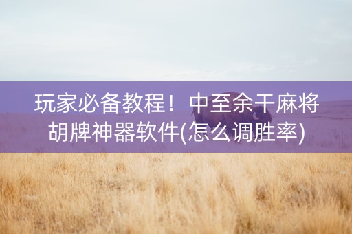 玩家必备教程！中至余干麻将胡牌神器软件(怎么调胜率)