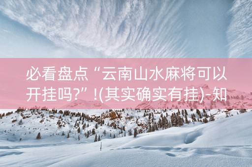 必看盘点“云南山水麻将可以开挂吗?”!(其实确实有挂)-知乎