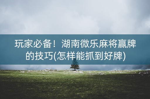 玩家必备！湖南微乐麻将赢牌的技巧(怎样能抓到好牌)