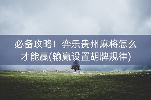必备攻略！弈乐贵州麻将怎么才能赢(输赢设置胡牌规律)