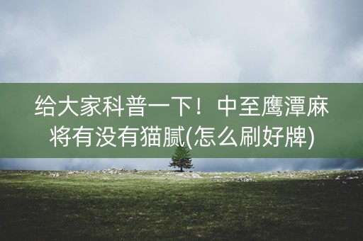给大家科普一下！中至鹰潭麻将有没有猫腻(怎么刷好牌)