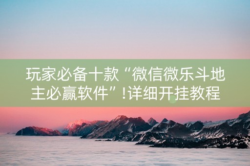 玩家必备十款“微信微乐斗地主必赢软件”!详细开挂教程-知乎