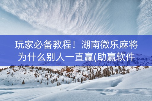 玩家必备教程！湖南微乐麻将为什么别人一直赢(助赢软件有规律吗)