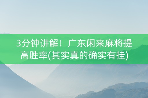 3分钟讲解！广东闲来麻将提高胜率(其实真的确实有挂)