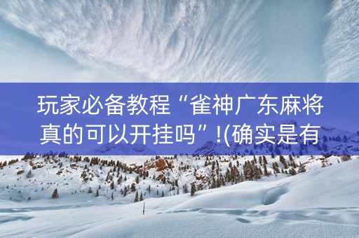 玩家必备教程“雀神广东麻将真的可以开挂吗”!(确实是有挂)-知乎