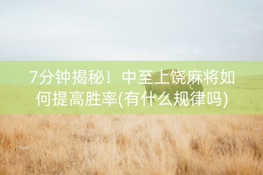 7分钟揭秘！中至上饶麻将如何提高胜率(有什么规律吗)
